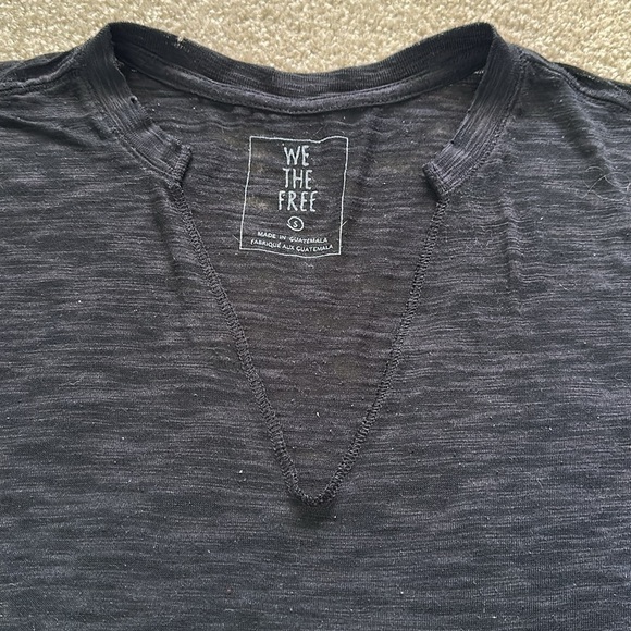 We The Free Oversized Burnout Deep V Neck Tee Soft Black Women’s Small - Picture 2 of 7